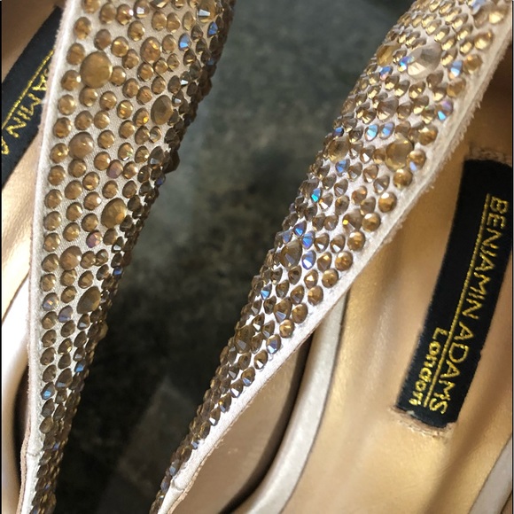 Benjamin Adams Crystal Rhinestone Heel Peep Toe 7 - Picture 12 of 15